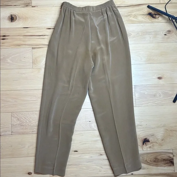 Josephine Chaus 100% Silk Camel Pants w/Stretchy Waistband | Size 8 - Picture 6 of 9